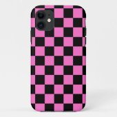 Neon Roze en Zwart Geruite Checkerboard  Case-Mate iPhone Case (Achterkant)