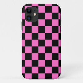 Neon Roze en Zwart Geruite Checkerboard  Case-Mate iPhone Case
