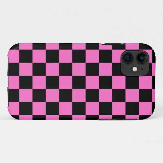 Neon Roze en Zwart Geruite Checkerboard  Case-Mate iPhone Case (Achterkant (horizontaal))