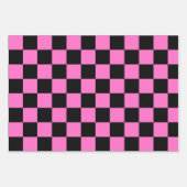 Neon Roze en Zwart Geruite Checkerboard  Inpakpapier Vel (Voorkant 2)