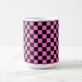 Neon Roze en Zwart Geruite Checkerboard  Koffiemok (Center)