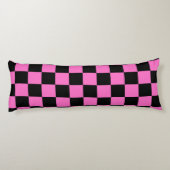 Neon Roze en Zwart Geruite Checkerboard  Lichaamskussen (Achterkant)