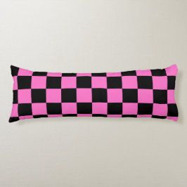 Neon Roze en Zwart Geruite Checkerboard  Lichaamskussen