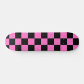 Neon Roze en Zwart Geruite Checkerboard Persoonlijk Skateboard (Horizontaal)