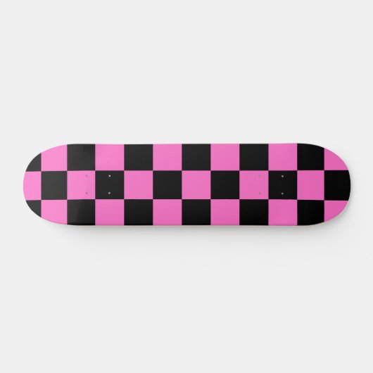 Neon Roze en Zwart Geruite Checkerboard  Persoonlijk Skateboard (Horizontaal)