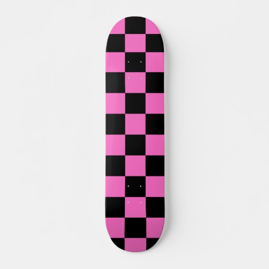 Neon Roze en Zwart Geruite Checkerboard Persoonlijk Skateboard (Voorkant)