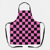 Neon Roze en Zwart Geruite Checkerboard  Schort (Voorkant)