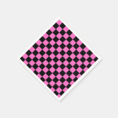 Neon Roze en Zwart Geruite Checkerboard  Servet (Hoek)