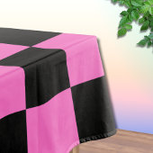 Neon Roze en Zwart Geruite Checkerboard Tafelkleed