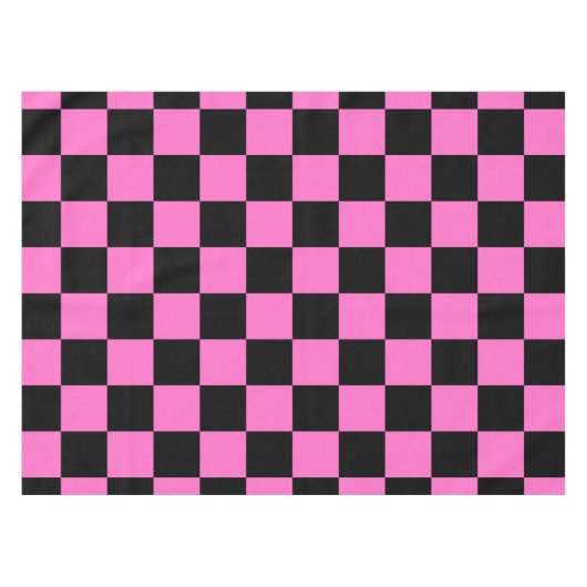 Neon Roze en Zwart Geruite Checkerboard Tafelkleed (Voorkant (Horizontaal))