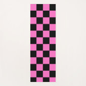 Neon Roze en Zwart Geruite Checkerboard  Yogamat (Voorkant)