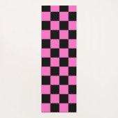 Neon Roze en Zwart Geruite Checkerboard  Yogamat (Achterkant)