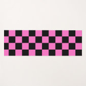 Neon Roze en Zwart Geruite Checkerboard  Yogamat (Voorkant (horizontaal))