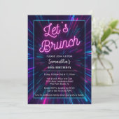 Neon Roze en Zwart Let's Brunch Elk Evenementenfee Kaart (Staand voorkant)