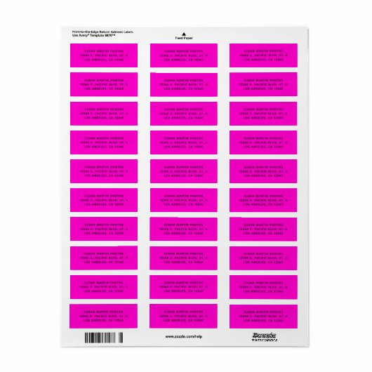 Neon roze en zwart modern minimalistisch etiket (Full Sheet)