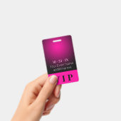 Neon Roze en Zwarte Gradiënt VIP Evenement Badge (Handheld)