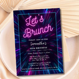 Neon Roze en Zwarte Laten we Brunch Feest bij Elke Kaart