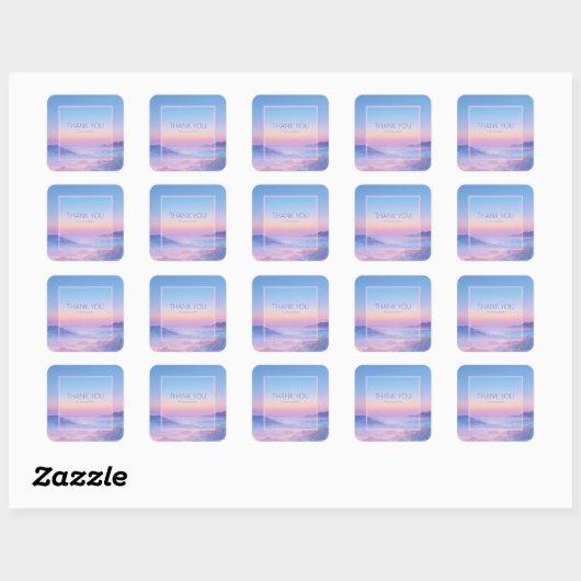 Neon Roze Etherisch Berglandschap Synthwave Frame Vierkante Sticker (Vel)