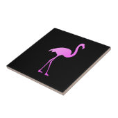 Neon roze flamingo aangepast zwart keramisch tegel tegeltje (Zijkant)