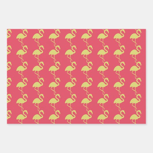 Neon roze flamingo tropisch inpakpapier vel (Voorkant 2)