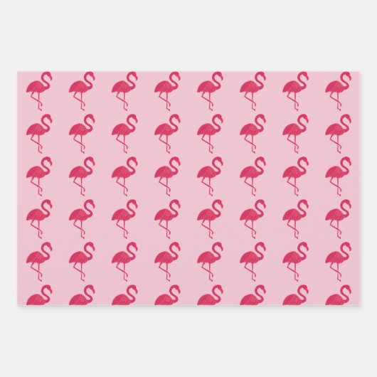 Neon roze flamingo tropisch inpakpapier vel (Voorkant)