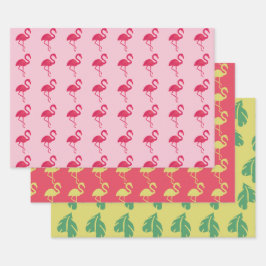 Neon roze flamingo tropisch inpakpapier vel