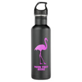Neon roze flamingo-vogelsilhouet, aangepast waterfles  (Voorkant)