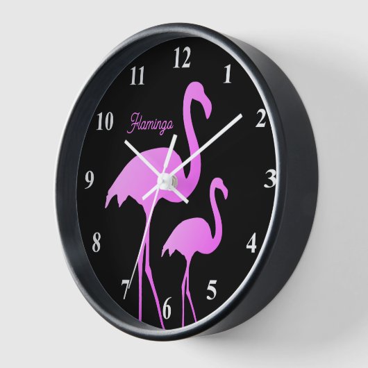 Neon roze flamingo wandklok met aangepaste naam (Hoek)