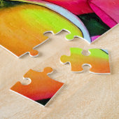 Neon roze Frangipani Plumeria Bloembloemen Legpuzzel (Zijkant)