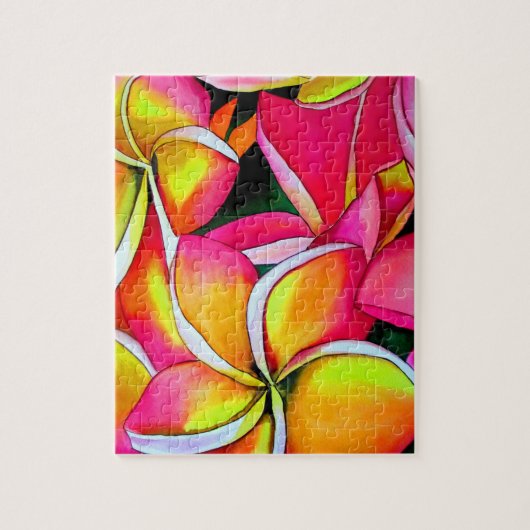 Neon roze Frangipani Plumeria Bloembloemen Legpuzzel (Verticaal)