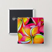 Neon roze Frangipani Plumeria Bloembloemen Vierkante Button 5,1 Cm (Voorkant /achterkant)