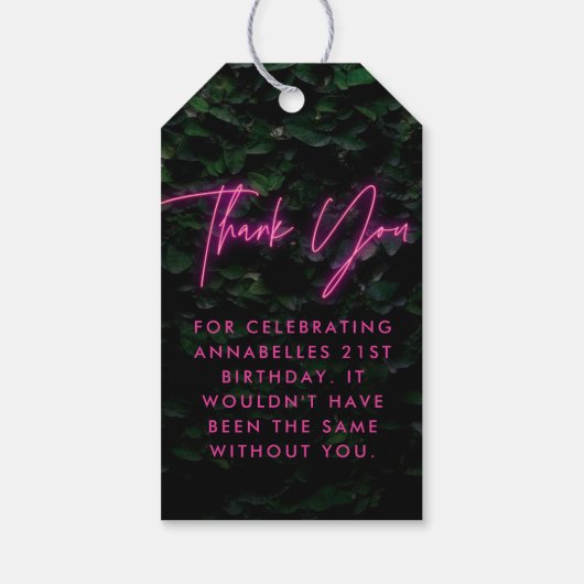 Neon roze funky modern laat zakken cadeaulabel (Achterkant)