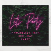 Neon roze funky modern maakt hedendaagse likeurfles etiket (Enkel label)