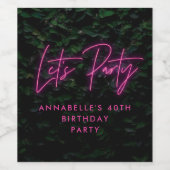 Neon roze funky modern maakt hedendaagse wijn etiket (Enkel label)