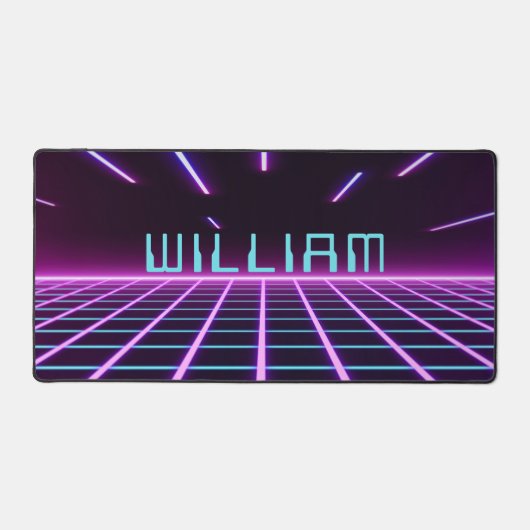 Neon Roze Futuristische Retro Stijl 80s Videospel Bureaumat (Voorkant)