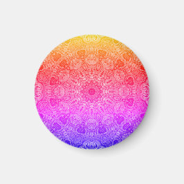 Neon Roze Geel Blauw Mandala Kaleidoscopisch Motie Magneet
