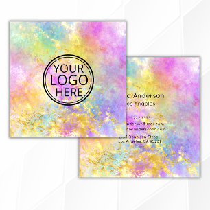 Neon Roze Geel Opal Steen Logo Nepgoud Vierkante Visitekaartje