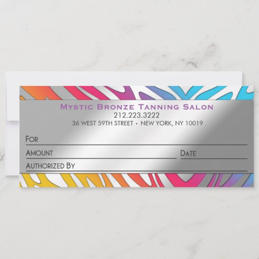 Neon Roze & Geel Zebraprint Cadeaubonnen (Achterkant)