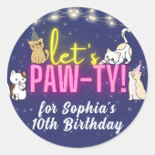 Neon roze gele gloed Schattigee katten Favor Bag Ronde Sticker (Voorkant)