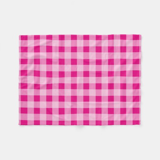Neon roze gingham patroon fleece picknickdekens (Voorkant (Horizontaal))