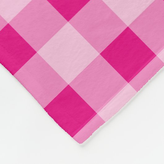Neon roze gingham patroon fleece picknickdekens (Hoek)