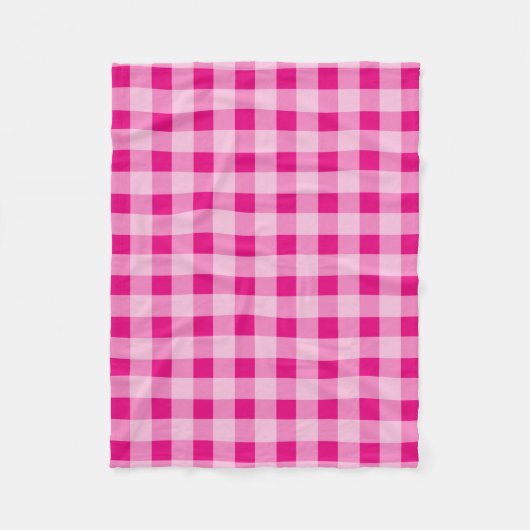 Neon roze gingham patroon fleece picknickdekens deken (Voorkant)