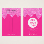 Neon roze glitter druppelt sierhaarclipweergave op visitekaartje (Voorkant /achterkant)