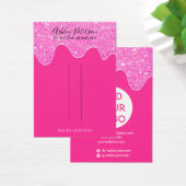 Neon roze glitter druppelt sierhaarclipweergave op visitekaartje (Bureau)