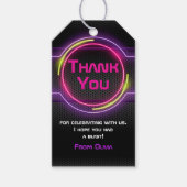 Neon roze gloed in donker Label van de partij Cadeaulabel (Voorkant)