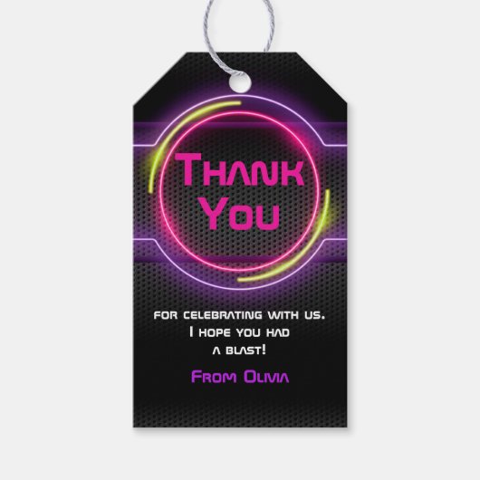 Neon roze gloed in donker Label van de partij Cadeaulabel (Voorkant)