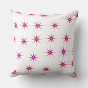 Neon roze gloeiende sterren patroon kussen