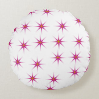 Neon roze gloeiende sterren patroon rond kussen