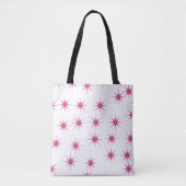 Neon roze gloeiende sterren patroon tote bag (Voorkant)