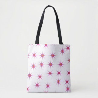 Neon roze gloeiende sterren patroon tote bag